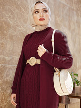 Load image into Gallery viewer, Two Piece Modest Knitwear Dress Cardigan Set