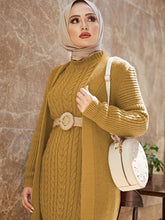 Load image into Gallery viewer, Two Piece Modest Knitwear Dress Cardigan Set