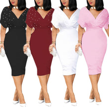 Load image into Gallery viewer, Cap-Sleeve Studded Bodycon Midi Dress - Pretty Fashionation