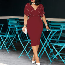 Load image into Gallery viewer, Cap-Sleeve Studded Bodycon Midi Dress - Pretty Fashionation