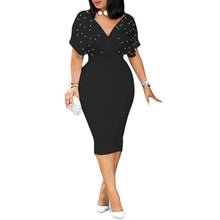 Load image into Gallery viewer, Cap-Sleeve Studded Bodycon Midi Dress - Pretty Fashionation