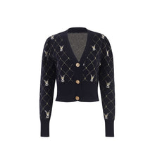 Load image into Gallery viewer, Rabbit Argyle Plaid Jacquard Knit Cardigan - Pretty Fashionation