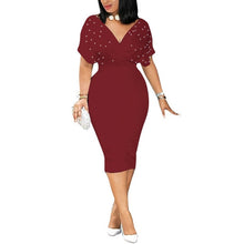 Load image into Gallery viewer, Cap-Sleeve Studded Bodycon Midi Dress - Pretty Fashionation