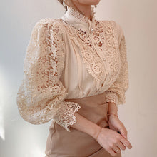Load image into Gallery viewer, Petal Sleeve Hollow Out Flower Lace Blouse - Pretty Fashionation