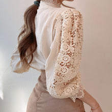 Load image into Gallery viewer, Petal Sleeve Hollow Out Flower Lace Blouse - Pretty Fashionation

