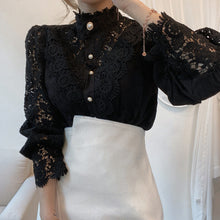 Load image into Gallery viewer, Petal Sleeve Hollow Out Flower Lace Blouse - Pretty Fashionation