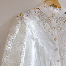 Load image into Gallery viewer, Petal Sleeve Hollow Out Flower Lace Blouse - Pretty Fashionation