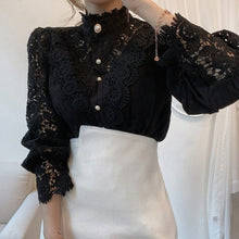 Load image into Gallery viewer, Petal Sleeve Hollow Out Flower Lace Blouse - Pretty Fashionation
