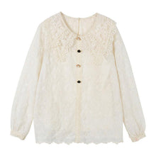 Load image into Gallery viewer, Vintage Chiffon Lace French Peter Pan Collar Blouse - Pretty Fashionation