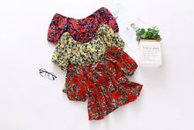 Load image into Gallery viewer, Floral High Waist Puff Sleeves Ruffles Blouse - Pretty Fashionation