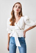 Load image into Gallery viewer, Lacing Detailed Enchanting Wrapped Blouse - Pretty Fashionation