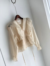 Load image into Gallery viewer, Ruffled Deep V-neck Silk Vintage Chiffon Blouse - Pretty Fashionation
