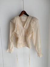 Load image into Gallery viewer, Ruffled Deep V-neck Silk Vintage Chiffon Blouse - Pretty Fashionation
