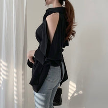 Load image into Gallery viewer, Hollow Out Tie-Waist Shirt Blouse - Pretty Fashionation