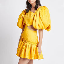 Load image into Gallery viewer, Designer Asymmetric Skew Collar Puff Sleeve Mini Dress - Pretty Fashionation