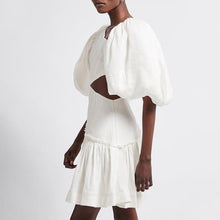 Load image into Gallery viewer, Designer Asymmetric Skew Collar Puff Sleeve Mini Dress - Pretty Fashionation