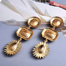 Load image into Gallery viewer, Retro Colorful Crystal Gold Statement Long Drop Earrings - Pretty Fashionation