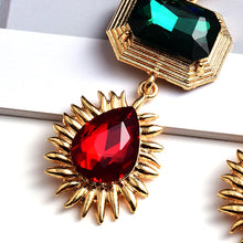 Load image into Gallery viewer, Retro Colorful Crystal Gold Statement Long Drop Earrings - Pretty Fashionation