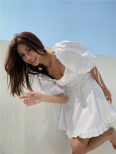 Load image into Gallery viewer, Vintage Puff Sleeve Ruffle Mini Dress - Pretty Fashionation