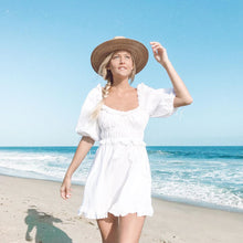 Load image into Gallery viewer, Vintage Puff Sleeve Ruffle Mini Dress - Pretty Fashionation