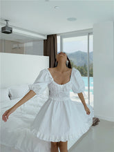 Load image into Gallery viewer, Vintage Puff Sleeve Ruffle Mini Dress - Pretty Fashionation