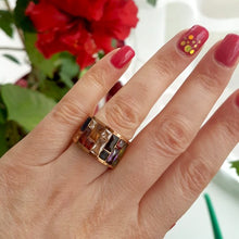 Load image into Gallery viewer, Multicolor Crystal Rainbow Gold Plated Titanium Ring