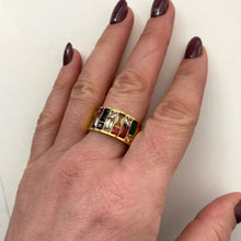 Load image into Gallery viewer, Multicolor Crystal Rainbow Gold Plated Titanium Ring