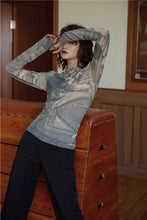 Load image into Gallery viewer, Vintage Renaissance Bodycon Print Top Turtleneck