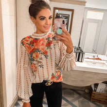 Load image into Gallery viewer, Boho Rose Floral Chiffon Blouse - Pretty Fashionation