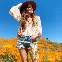 Load image into Gallery viewer, Boho Rose Floral Chiffon Blouse - Pretty Fashionation