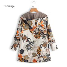 Load image into Gallery viewer, Vintage Fleece Loose Hooded Floral Parka Coat