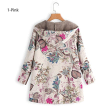 Load image into Gallery viewer, Vintage Fleece Loose Hooded Floral Parka Coat