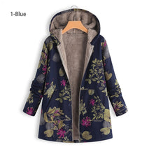 Load image into Gallery viewer, Vintage Fleece Loose Hooded Floral Parka Coat