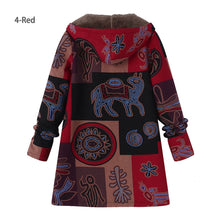 Load image into Gallery viewer, Vintage Fleece Loose Hooded Floral Parka Coat