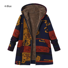 Load image into Gallery viewer, Vintage Fleece Loose Hooded Floral Parka Coat