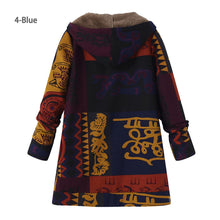 Load image into Gallery viewer, Vintage Fleece Loose Hooded Floral Parka Coat