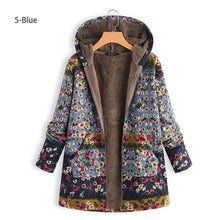 Load image into Gallery viewer, Vintage Fleece Loose Hooded Floral Parka Coat