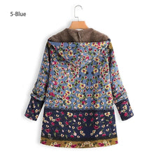 Load image into Gallery viewer, Vintage Fleece Loose Hooded Floral Parka Coat