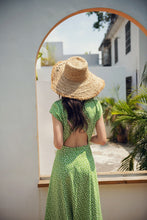 Load image into Gallery viewer, Vintage Boho Floral Green Slit Backless Midi Dress - Pretty Fashionation