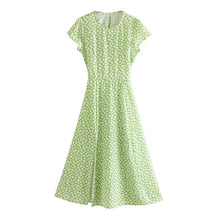Load image into Gallery viewer, Vintage Boho Floral Green Slit Backless Midi Dress - Pretty Fashionation