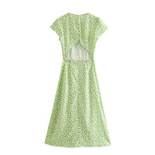 Load image into Gallery viewer, Vintage Boho Floral Green Slit Backless Midi Dress - Pretty Fashionation