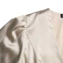 Load image into Gallery viewer, Satin Fit and Flare Lantern Sleeve Empire Dress