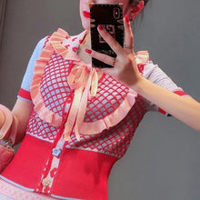 Load image into Gallery viewer, Vintage Peter Pan Collar Ruffles Knit Cardigan Sweater