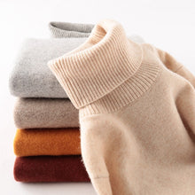 Load image into Gallery viewer, 100% Merino Knitted Soft Wool Turtleneck Sweater