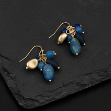 Load image into Gallery viewer, Vintage Bohemian Blue Matte Gold Natural Stone Drop Earrings - Pretty Fashionation