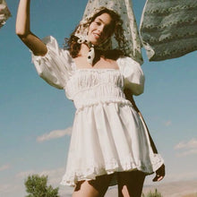 Load image into Gallery viewer, Vintage Puff Sleeve Ruffle Mini Dress - Pretty Fashionation