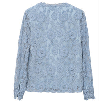 Load image into Gallery viewer, Blue Lace Floral Delicate Blouse - Pretty Fashionation