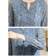 Load image into Gallery viewer, Blue Lace Floral Delicate Blouse - Pretty Fashionation
