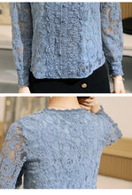 Load image into Gallery viewer, Blue Lace Floral Delicate Blouse - Pretty Fashionation