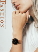 Load image into Gallery viewer, Ariana Black Rose Gold Watch Bracelet Set
